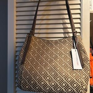 Liz Claiborne Brown Geometric Shoulder Bag